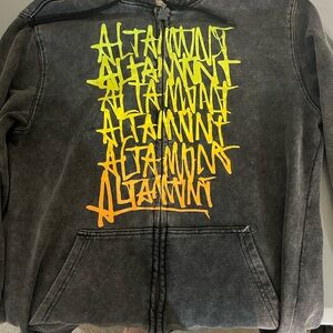 Altamont Black Zip Hoodie with Neon Yellow-to-Orange Gradient Logo